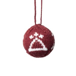 Knitted christmas bauble with god symbol, red