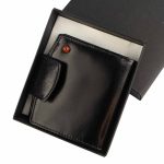 Genuine Leather Wallet with Amber, Black