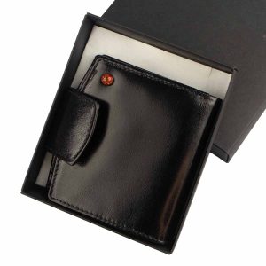 Genuine leather wallet with amber, black