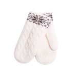 Wool Mittens with Auseklis Symbols, White