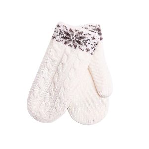 Wool mittens with auseklis symbols, white