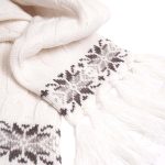 Wool Scarf with Auseklis Symbols, White