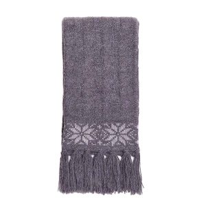 Wool scarf with auseklis symbols, grey