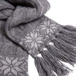 Wool Scarf with Auseklis Symbols, Grey