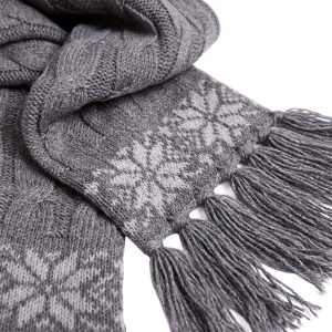 Wool scarf with auseklis symbols, grey