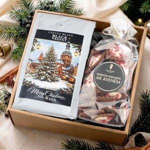 Christmas gift set – coffee “black velvet” & crunchy gingerbread with raspberries