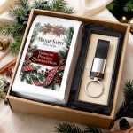Christmas Gift Set – Coffee “Melnais Samts”, Keychain with Amber
