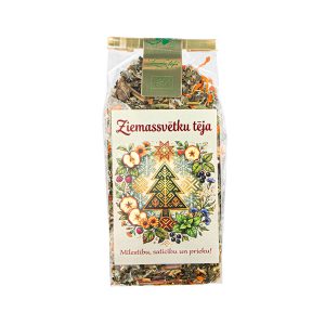 Organic christmas herbal tea with apples and berries